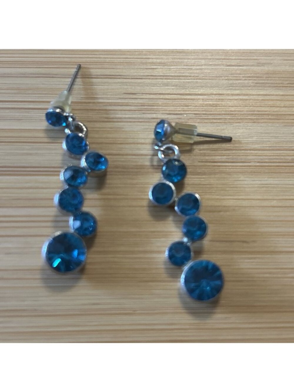 Swiss Blue Topaz Color Gemstone silver Tone handmade Dangle Drop Earrings